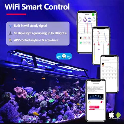 H75 Reef Aquarium Fish Light Full Spectrum Coral Light for 36inch 3ft 90CM Marine Fish Tank Lamp, Smart-APP Control