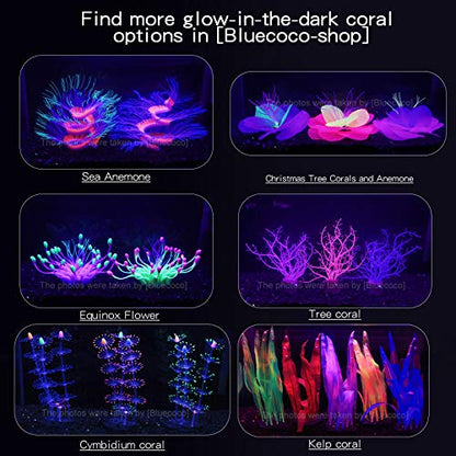 Soft Silica Gel Moves Naturally with Water Flow, Aquarium Decorations Glow in The Dark, Glowing Coral Ornaments for Fish Tank Decorations (Purple, Equinox)