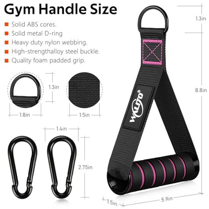Exercise Handles, Cable Machine Handles for Gym Cable Attachments Training - color: Black-Pink