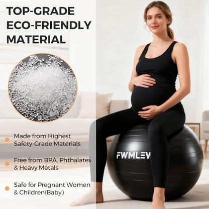 Extra Thick Exercise Yoga Ball, 5-Size Anti-Burst Heavy Duty Stability Gym Ball for Fitness, Core Workout, Pregnancy & Office Chair, Includes Quick Pump - size: M(19-22ines/48-55cm)