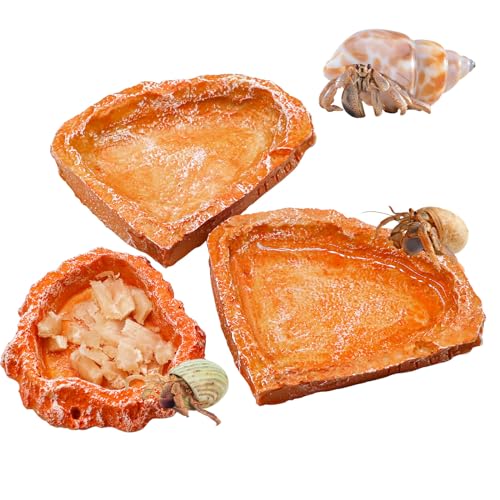 3 Pack Reptile Food Dish, Resin Hermit Crab Food & Water Bowl, Reptile Feeding Food Dish Kit, Tank or Aquarium Accessory, Suitable for Turtle Lizard Hermit Crab Snail Bearded Dragon Leopard Gecko - color: Yellow