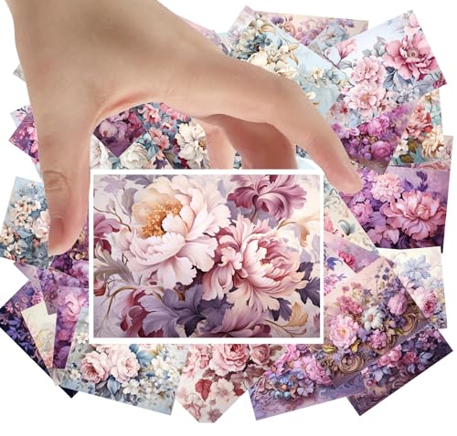 Large Stickers Pack 24 pcs ~ Pastel Petals and Tranquil Hues: A Serene Collection of Florals - Elegant Stickerss Capturing The Delicate Whispers of Springtime Blossoms - color: Fourtyeight