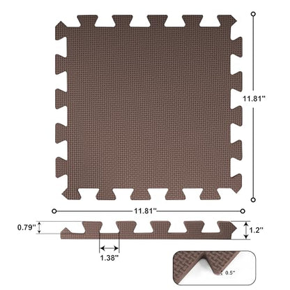 BalanceFrom 16-Pack 12x12 Inches EVA Interlocking Foam Play Tile Mat, Blue/Brown/Beige – 0.4-Inch Thick Non-Slip Puzzle Flooring for 16 Square Feet in Playroom, Nursery, or Playpen at Home