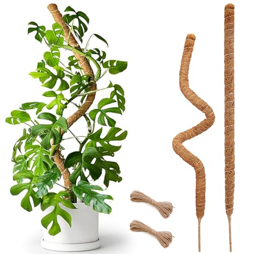 2 Pack 25" Moss Pole, Bendable Moss Pole for Plants Monstera, Moss Poles for Climbing Plants Indoor, Handmade Coco Coir Plant Pole Sticks Support Stakes for Potted Plants - color: 2×25 Inch