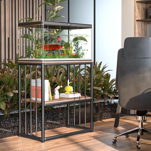 20-29 Gallon Fish Tank Stand, Adjustable 2-Tier Metal Aquarium Stand with Shelf for Fish Tank Accessories Storage,Turtle Reptile Terrariums Stand Rack for Home Office,Tank not included
