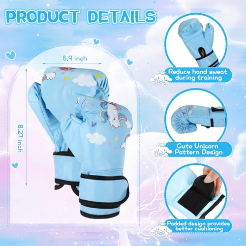 Arrowbash Kids Boxing Gloves and Headgear Set 6oz - color: Blue, style: Unicorn
