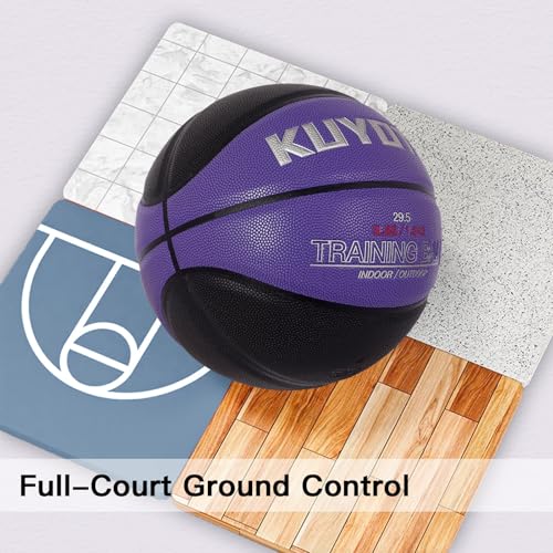 KUYOTQ 3LBS/3.3LBS/2.2LBS Weighted Heavy Training Basketball 29.5/28.5" in and Outdoor Improving Handling Dribbling Passing Rebounding Skill Composite Size 7/6 Weighted Training Basketball Equipment - color: Black+Purple, size: Size 7 Adult - 29.5"-3LBS