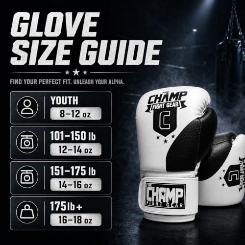 Amber Fight Gear Alpha Series PU Boxing Gloves Pair - color: Black/White, size: 12oz