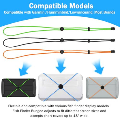 4 Pcs Thickened Fishing Graph Cover Straps, Adjustable Fish Finder Bungee for Securing Graph Cover for Travel
