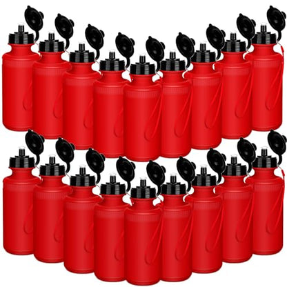 Zubebe 36 Pcs Sports Water Bottles Squeeze Bulk 21 oz | Reusable Plastic Water Bottles with Carry Strap, Back to School Supplies Summer Team Gifts for Students Travel Hiking Cycling - color: Red