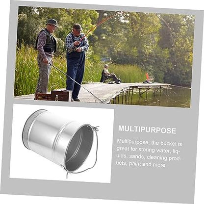 PRETYZOOM Thickened Iron Bucket Multi-Purpose Water Paint Fishing Bucket Large Capacity Handheld for Home Dorm Kitchen