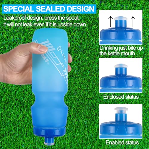 Mtb Bike Water Bottle 750ml Leakproof Squeeze, Dishwasher Safe | BPA Free 24oz Bicycle Mountain Bottles 24 OZ Design for Cycling Riding, Running Outdoor Sports 2 Pack - color: Black/White+Blue/Green(2 PC)