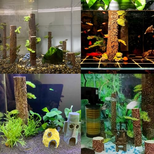 Fish Tank Tree Trunk Tall Decoration 10.6'' Aquarium Tree Stump Freshwater Saltwater Terrarium Ornament for Goldfish Betta Fish Shrimp Reptile