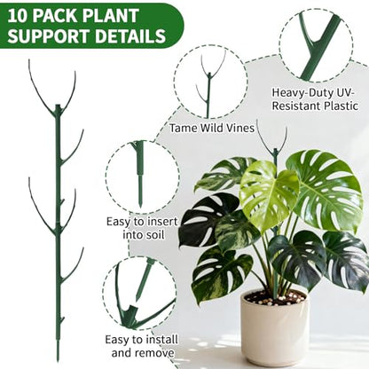 30Pcs Stackable Monstera Plant Support Stakes for Indoor Plants, Climbing Plant Support Kit with Stem Supports & Garden Wire for Philodendron, Pothos & Vine Plants