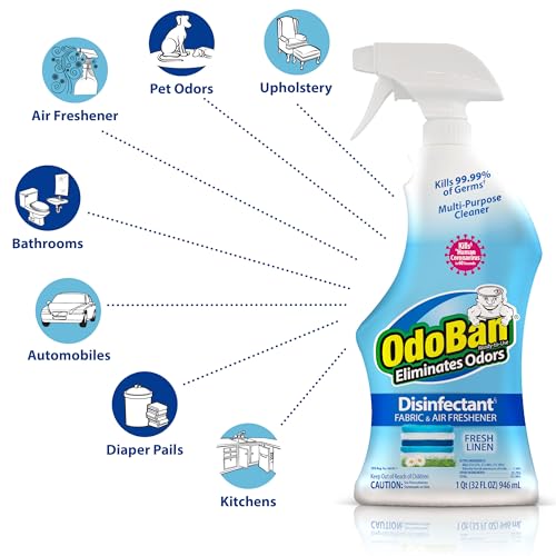 OdoBan Ready-to-Use Disinfectant and Odor Eliminator, Made in the USA, Fresh Linen Scent, 32 Ounce Spray Bottle - size: 32 Fl Oz (Pack of 1)