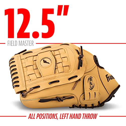 Franklin Sports Field Master Baseball Glove - color: Camel, style: 12.5" - Basket Web