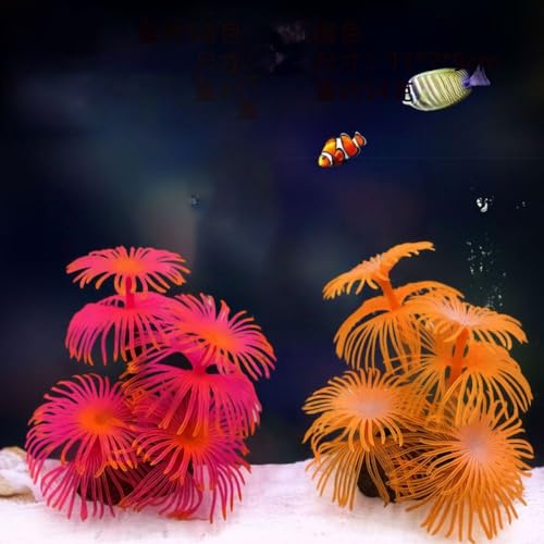 Fake Underwater Coral, Simulation Aquarium Backgrounds Plants Soft Fish Tank Water Grass Landscape Ornament Silicone Coral(Rose red)