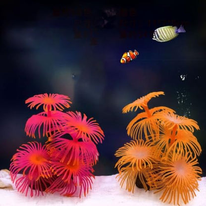 Fake Underwater Coral, Simulation Aquarium Backgrounds Plants Soft Fish Tank Water Grass Landscape Ornament Silicone Coral(Rose red)