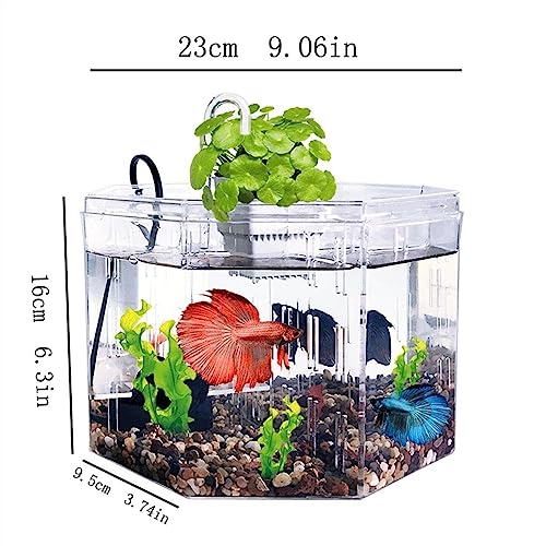 MACIUM Fish Bowl Vase Small Fish Tank Isolation Box Breeding Special Acrylic Transparent Fish Tank with Pump Filtration Ornamental Fish Tank Desktop Ornaments Small Fish Tank Starter Kit