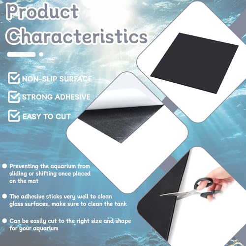 Aquarium Leveling Mat, 12x12 Inch Self-Leveling Neoprene Foam Pad for Fish Tanks - Waterproof Shock Absorbing Base Cushion with Adhesive Backing, Easy to Cut & Non-Slip Bottom Pad - size: 12x12 Inch