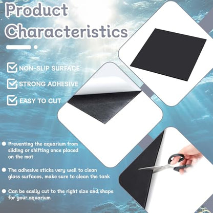 Aquarium Leveling Mat, 12x12 Inch Self-Leveling Neoprene Foam Pad for Fish Tanks - Waterproof Shock Absorbing Base Cushion with Adhesive Backing, Easy to Cut & Non-Slip Bottom Pad - size: 12x12 Inch