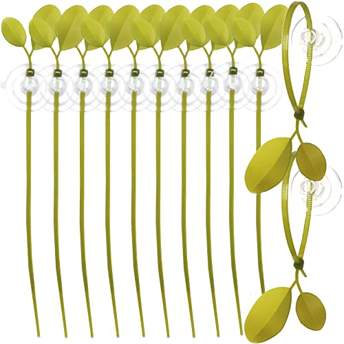 Aquarium Suction Cups and Leaf-Shaped Adjustable Cable Ties for Binding Moss Shrimp Dodging Nest, Suction Cups with Holes Aquarium Plants Holder (24)