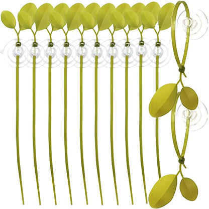 Aquarium Suction Cups and Leaf-Shaped Adjustable Cable Ties for Binding Moss Shrimp Dodging Nest, Suction Cups with Holes Aquarium Plants Holder (24)
