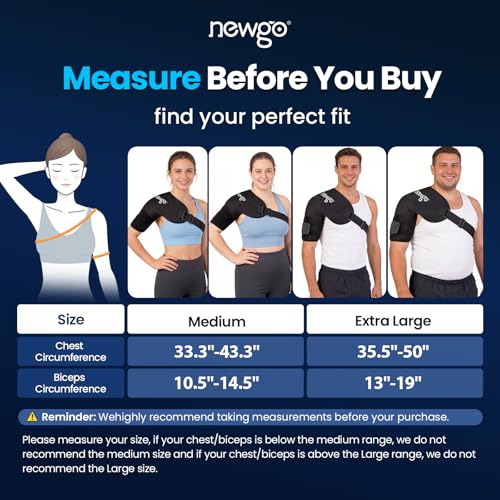 NEWGO Shoulder Ice Pack Rotator Cuff Cold Therapy, 45-Min Long-Lasting, XL | Ice Grid Design for Even Coverage, Flexible Cold Compression Wrap, Soothes Post-surgery, Muscle Tension, and Swelling - size: XL