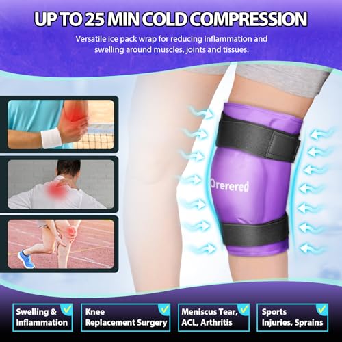 Reusable Cold Ice Packs for Injuries, 3-Piece Set Cold Gel Ice Wrap for Injury Recovery, Alleviate Joint and Muscle Pain (Knee Ice Wrap-Purple) - color: 3pcs-purple
