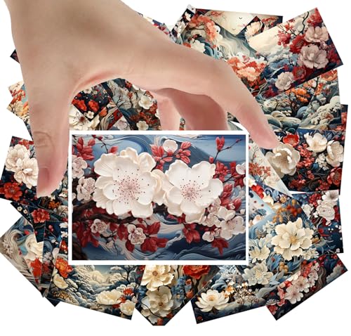 Large Stickers Pack 24 pcs ~ Vibrant Blossoms Amidst Serene Waters: A Journey Through Floral Elegance - Stickers Collection Showcasing Nature's Vivid Dance Between Bloom and Wave - color: Fourtynine