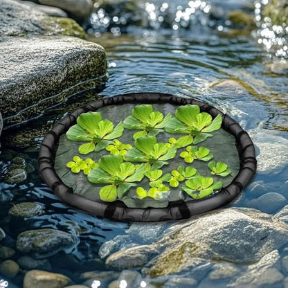 Floating Plant Protector Net, Fine Mesh Fish Barrier, 11.8x11.8 Inches Pond Protector with Floating Ring, Aquatic Plant Basket, Guard Net with Interlocking Clips, Botanical Shield for Backyard