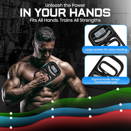 Hand Grip Strength Tester 396lbs/180kg Digital Dynamometer with LED Display, Adjustable Handle, Forearm Trainer for Gym, Rehab & Athletes
