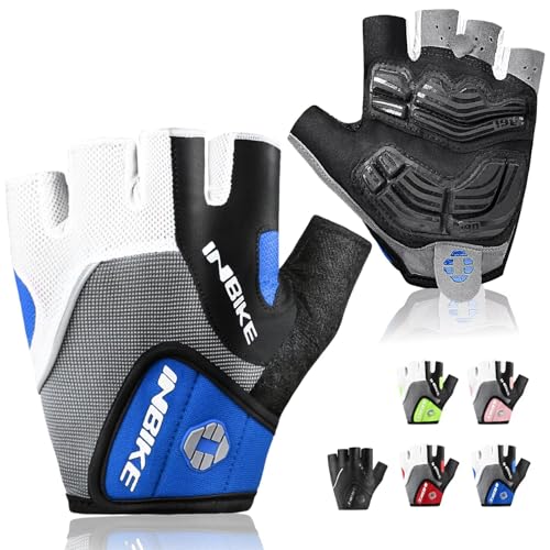 INBIKE 5mm Padded Half Finger Bike Bicycle Cycling Gloves - color: Blue, size: X-Large