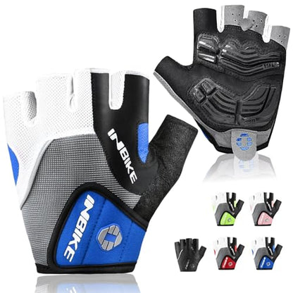 INBIKE 5mm Padded Half Finger Bike Bicycle Cycling Gloves - color: Blue, size: X-Large
