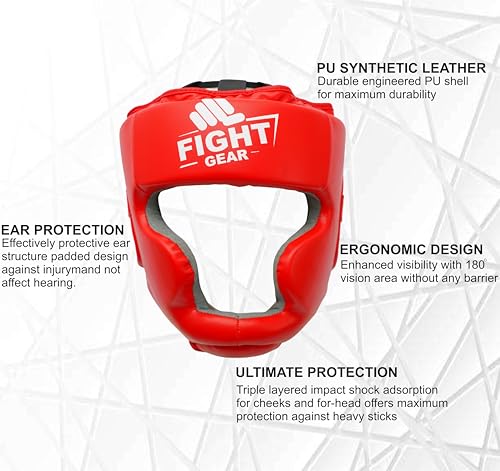 Boxing Headgear for Men | Adjustable Kickboxing Muay Thai Head Protector | Safety Head Guard | Training Helmet for Sparring, Martial Arts, Grappling & Karate