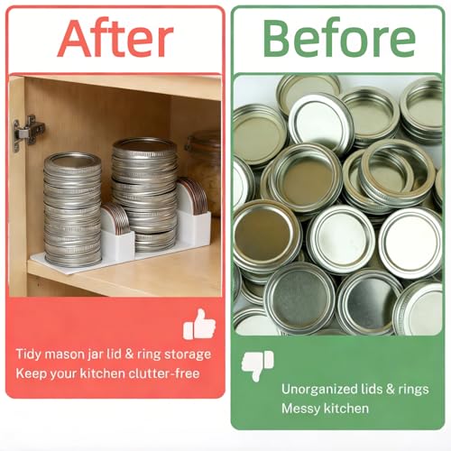 LXLO Mason Jar Lid Organizer and Storage, Canning Lids Holder for Regular and Wide Mouth Jars (Set of 2) - White