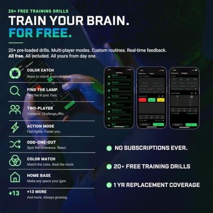 Sports Reaction Agility Lights Training Kit Improves Reaction Time & Agility for Athletes, Physical Therapists & Fitness Trainers Sports.