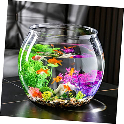 Transparent Plastic Fish Bowl Tank Small Aquarium for Betta Fish Goldfish Portable Round Design Easy Maintenance Fall Resistant for Home Office Turtle Care - size: 16.5x16.5cm