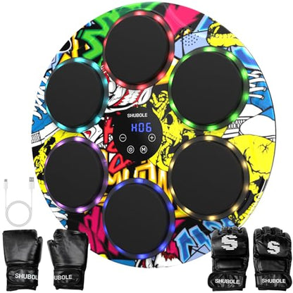 Music Boxing Machine for Kids & Adults - Wall Punching Pad with Lighting, 9-Speed Bluetooth Boxing Game with Gloves, Wall Mounted Exercise Equipment, 2026 Upgrade Boxing Equipment for Kids Age 6+ - color: Hip-Hop