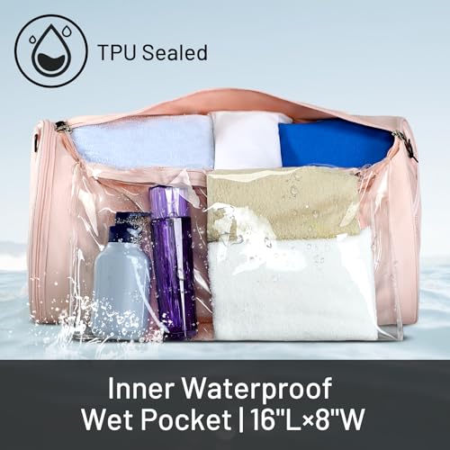 MIER Small Gym Duffle Bag with Shoe Compartment & Wet Pocket, 24L, Pink - color: pink, size: 24L