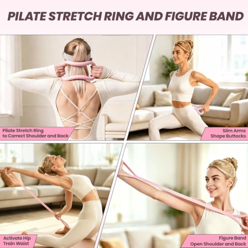 Pilates Kit for Home Workouts,Pilates Equipment for Women with 15" Ring | Pilates Ring with Smart Counter & Timer,Pilates Resistance Bands, Ball 9.8" Socks,Core Sliders Pilates Starter Kit for Women