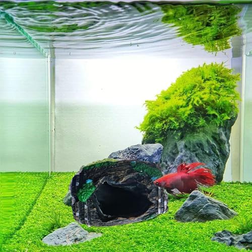 Fish Tank Decor,Broken Barrel Design Resin Ornament - Artificial Aquarium Ornaments | for Betta Shrimp Turtle Jellyfish Reptile Small Pets Freshwater Saltwater