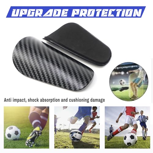 Mini Shin Guards Soccer Kids,Small Protective Gear with Fixed Straps - color: Carbon pattern, size: M(H: 4.5 in,W: 2.9 in)