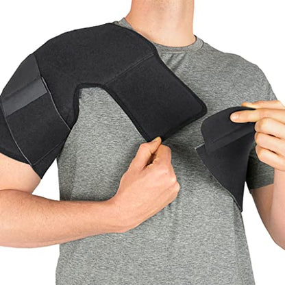Universal Shoulder Compression Support – Hot and Cold Therapy System Adjustable Shoulder Brace with Direct Stick Packs & Dual Compression Straps – Breathable & Hypoallergenic Design - style: Shoulder