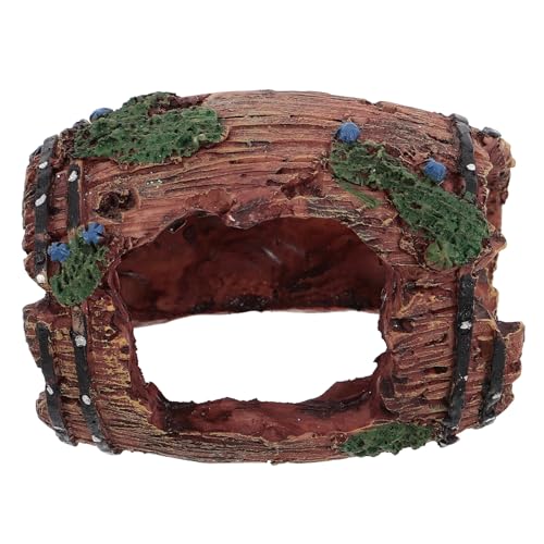 BETOOKY Barrel-Shaped Fish Shrimp Hiding House Resin Aquarium Decoration Large Red Shelter Ornament for Freshwater Fish Tank Landscaping and Betta Hideout
