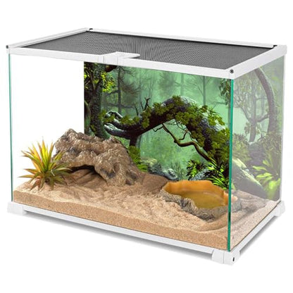 AWERT 36x18 inches Foggy Forest Terrarium Background Stone Green Tree Tropical Reptile Habitat Background Rainforest Aquarium Background Durable Polyester Background - size: 36x18in/90x45cm