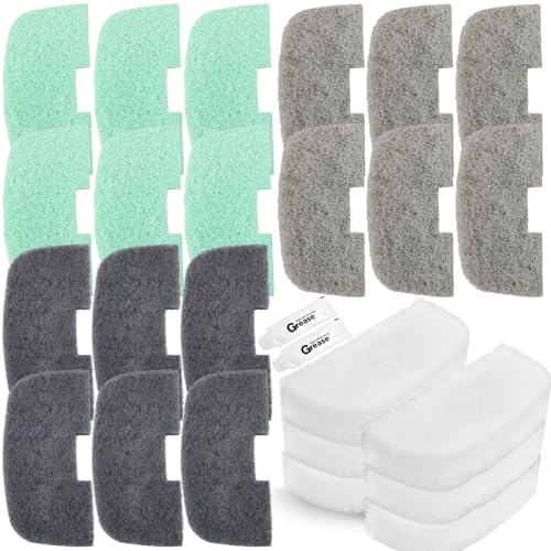 26 Pcs Canister Filter Maintenance Kit Compatible with Fluval 106/107/206/207, Water Polishing Pad, Ammonia/Phosphate/Nitrite Remover Pads, Silicone Lube