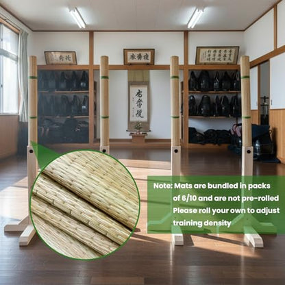 Tameshigiri Tatami Mat, Japanese Sword Cutting Practice Target for Katana, 71x34 Inch, Made of Authentic Straw for Samurai Martial Arts Training (6 Pack)