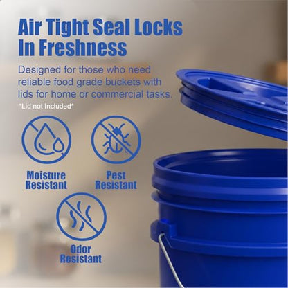 5 Gallon Bucket - Food Grade Bucket, Metal Handle Grip, BPA-Free, Heavy-Duty 90 Mil HDPE Plastic Pail, Stackable Utility Container, Made in USA, Lid Not Included, Blue, 6 Packs - color: Blue, size: 6 Packs