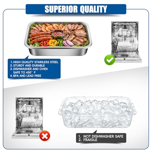 3-Set 14“ X 10.4” Shrimp Cocktail Serving Dish with Ice Tray, Chilled Serving Trays to Keep Food Cold for Patry, Cooling Charcuterie Board for Appetizer Salad Fruit Buffet Parties, Dishwasher Safe - size: 3-Set Square